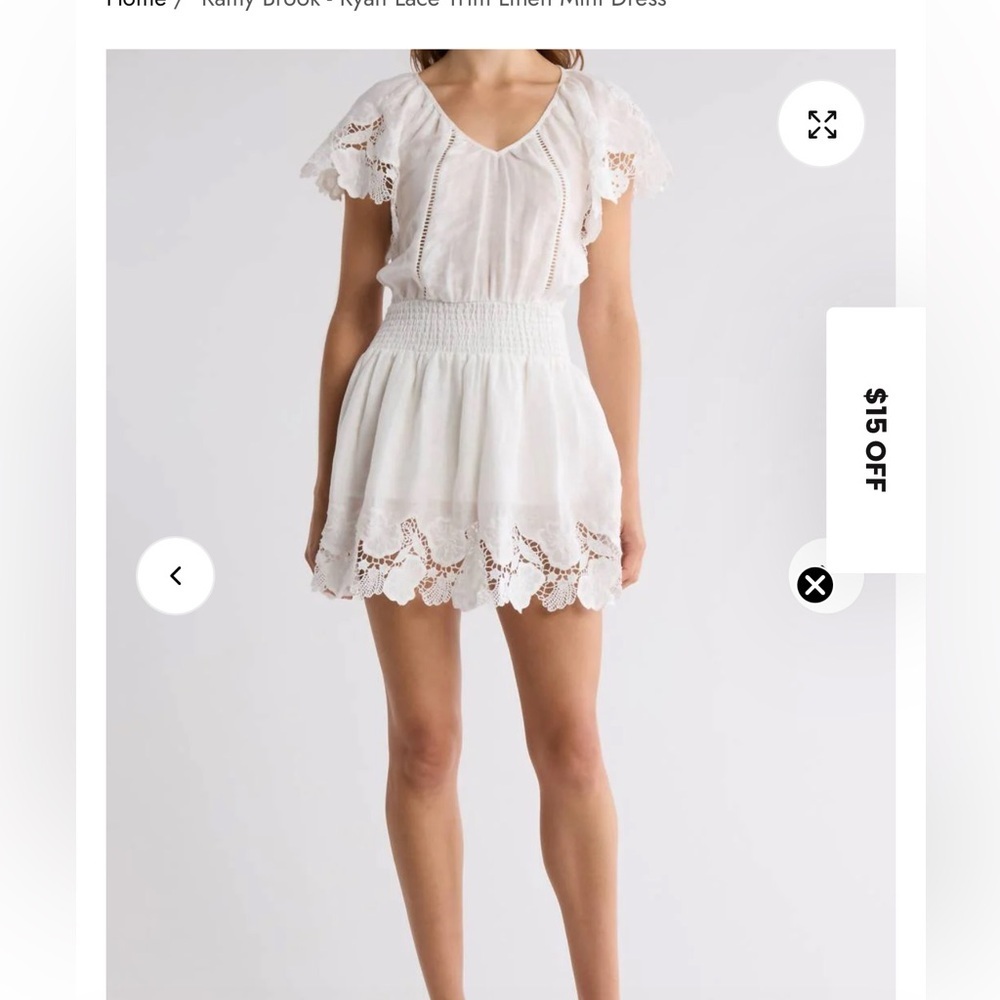 Ramy Brook - Ryan Lace Trim Linen Mini Dress xs